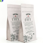 Kompostlanabilir 250gr 500gr 1kg Kraft Kağıt PLA Kutu Alt Kahve Paketleme Poşetleri Vana