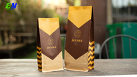 Vana ile Kahve Çekirdeği için Düz Tabanlı Kraft Kağıt Torba Kraft Kağıt Ambalaj