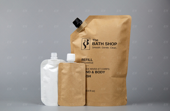 Kraft Kağıt Bacalı Kese Çanta Suyu Sıvı Paketleme İçin Özel Boyut ve Tasarım